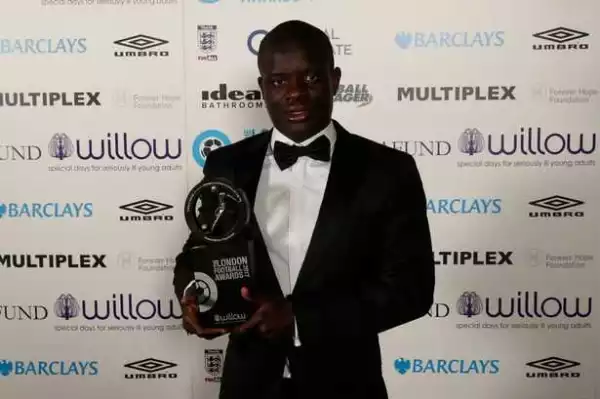 Amazing !! Chelsea Star Kante Crowned The Premier League Player Of The Year At The London Football Awards [Photos]